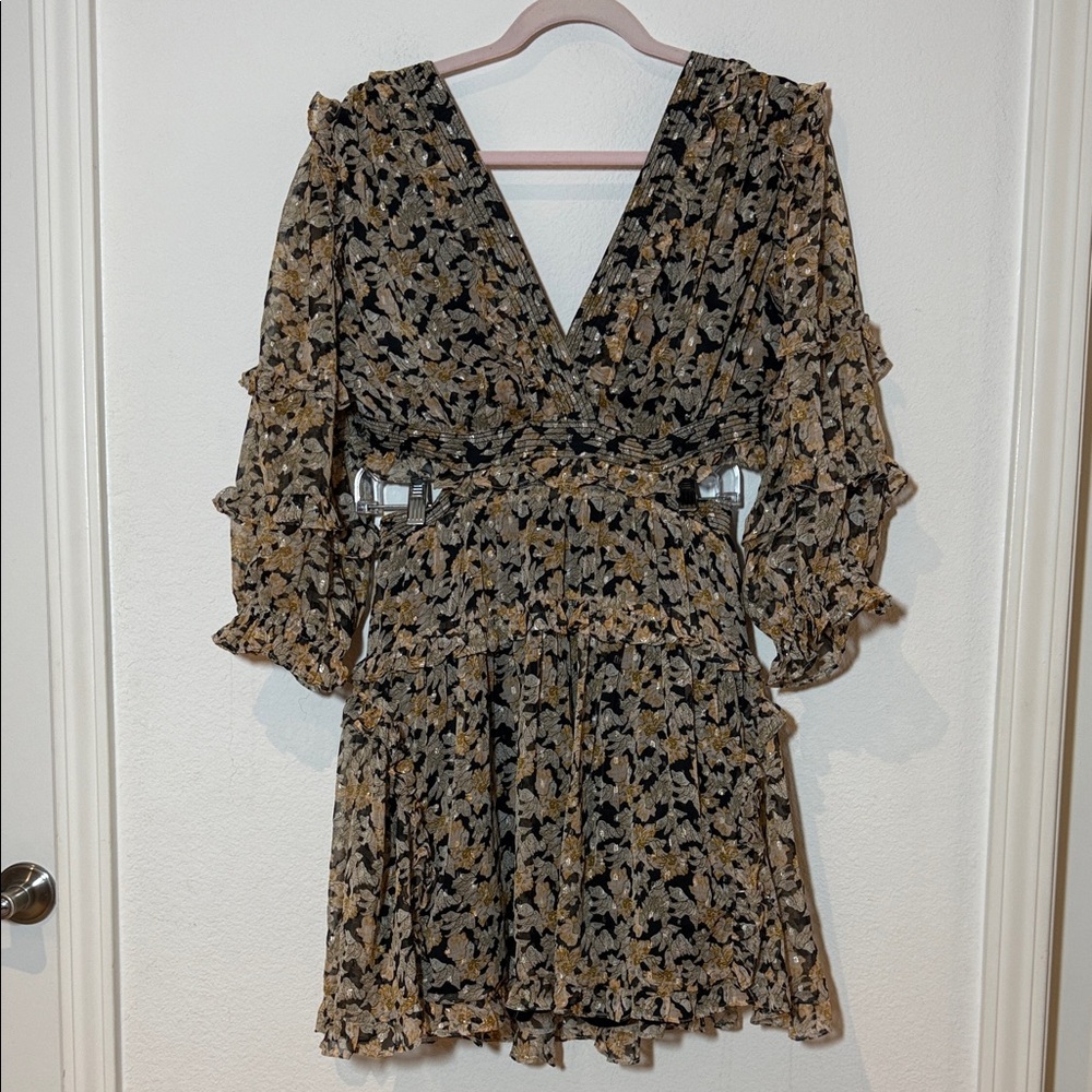 Anthropologie V-neck Ruffle Cut Out Dress Size medium - Picture 2 of 15